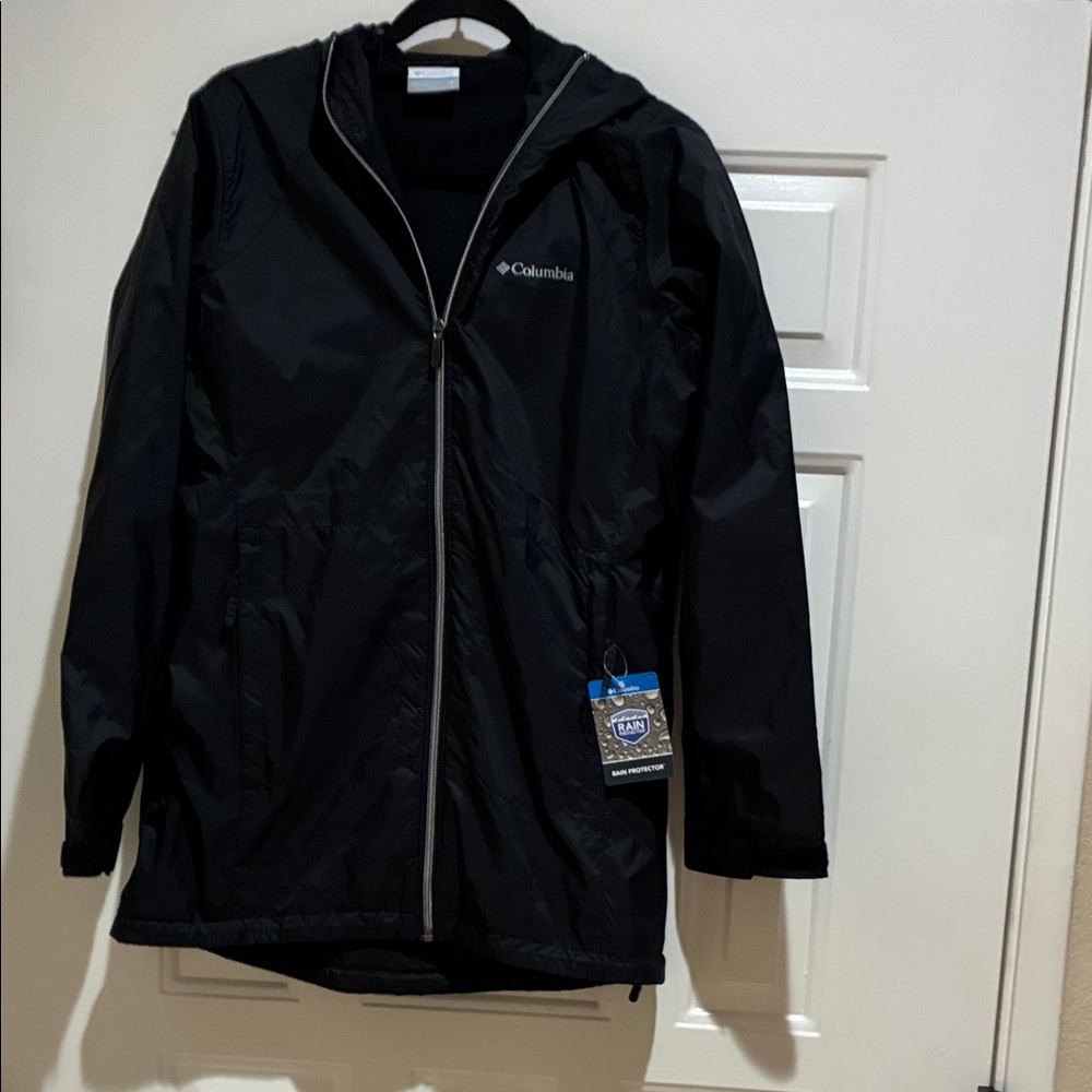 Columbia rain protector Black zip up Jacket with hood